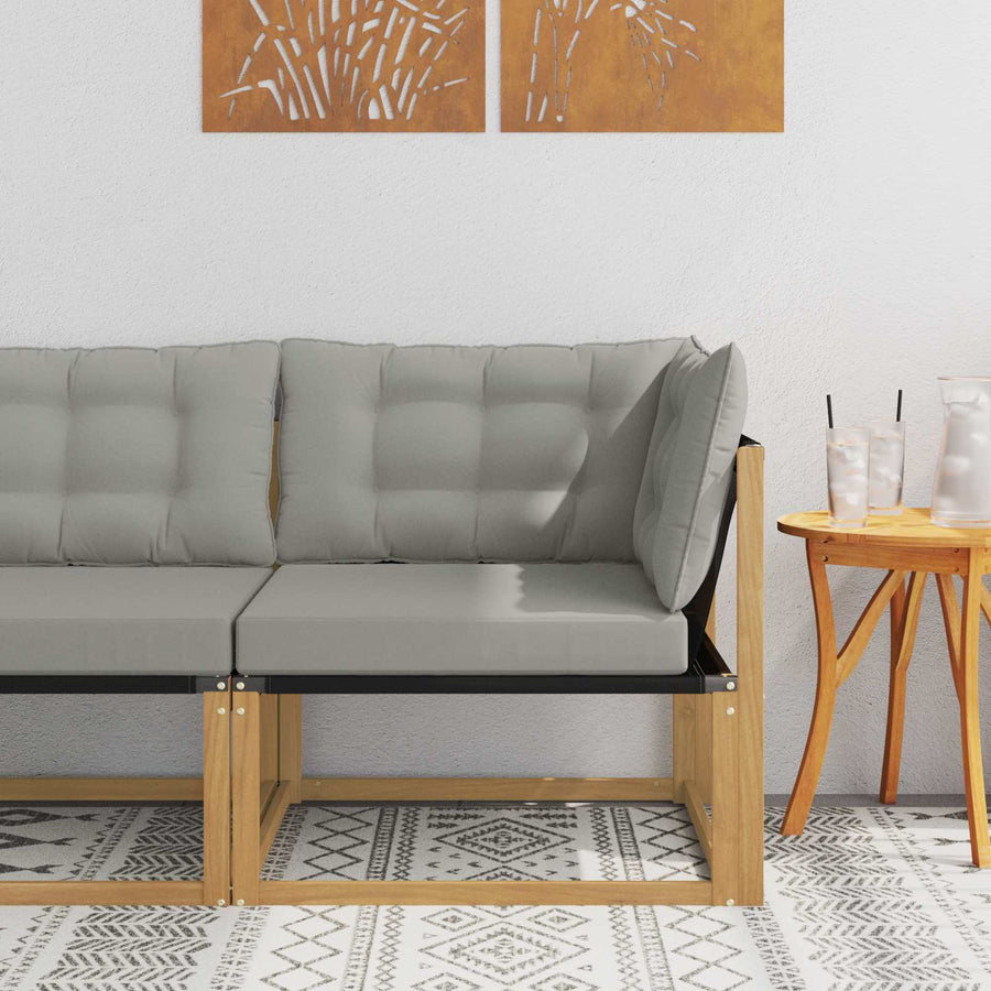 Buiten Hoek Sofa Massief Acaciahout en Textilene Wit
