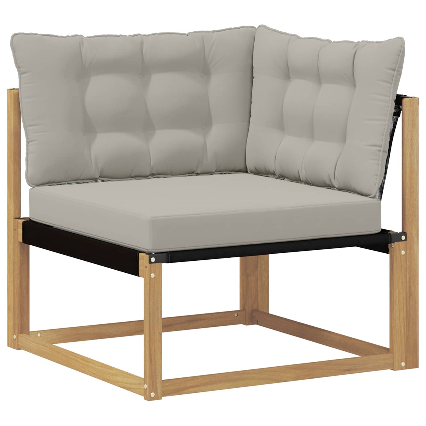 Buiten Hoek Sofa Massief Acaciahout en Textilene Wit