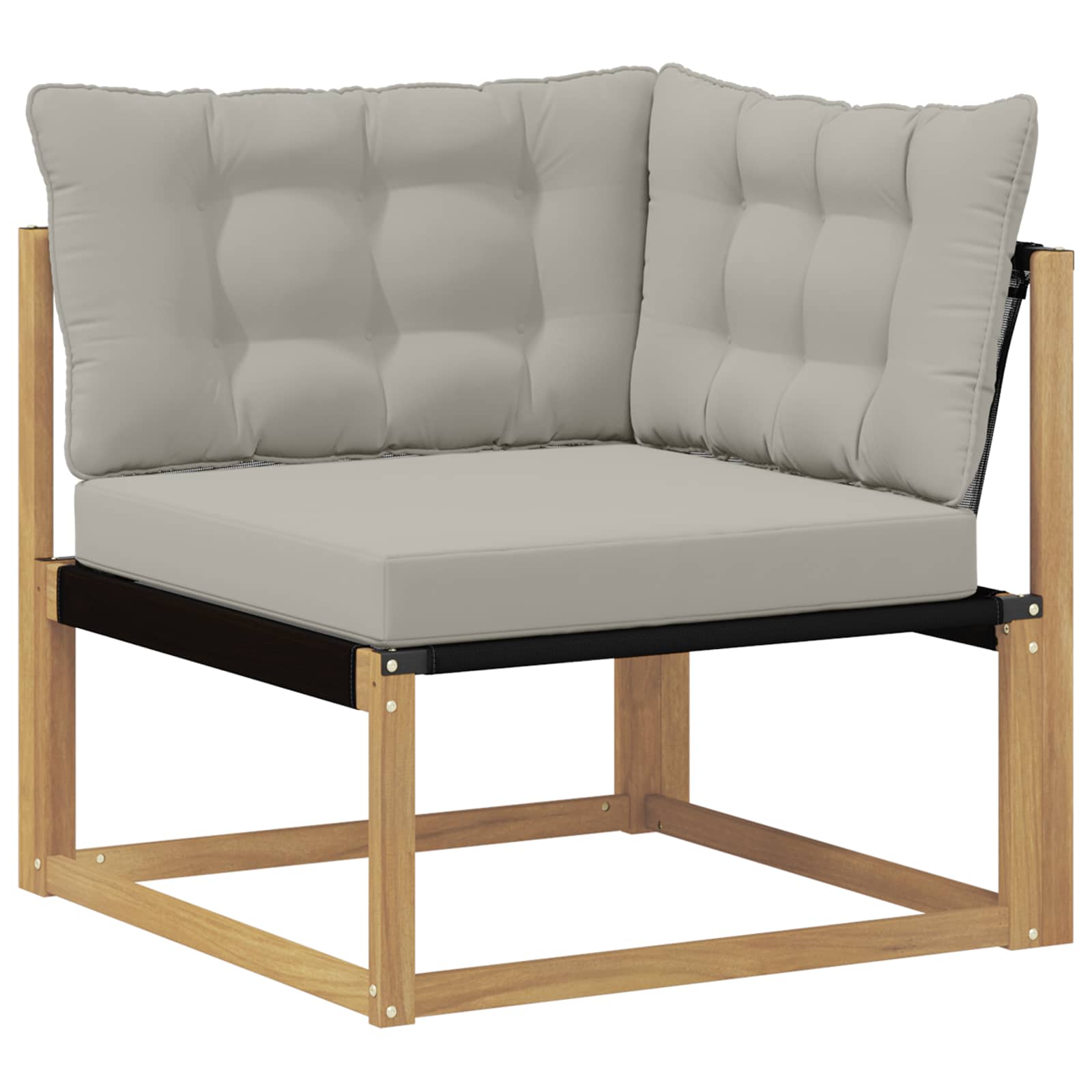 Buiten Hoek Sofa Massief Acaciahout en Textilene Wit