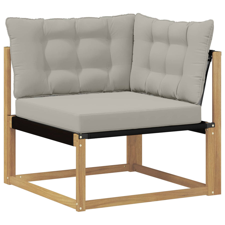 Buiten Hoek Sofa Massief Acaciahout en Textilene Wit