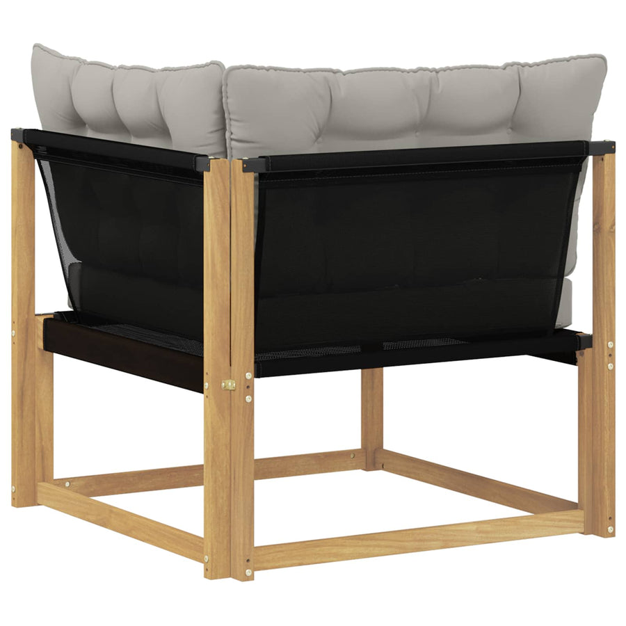 Buiten Hoek Sofa Massief Acaciahout en Textilene Wit
