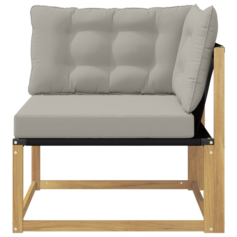 Buiten Hoek Sofa Massief Acaciahout en Textilene Wit