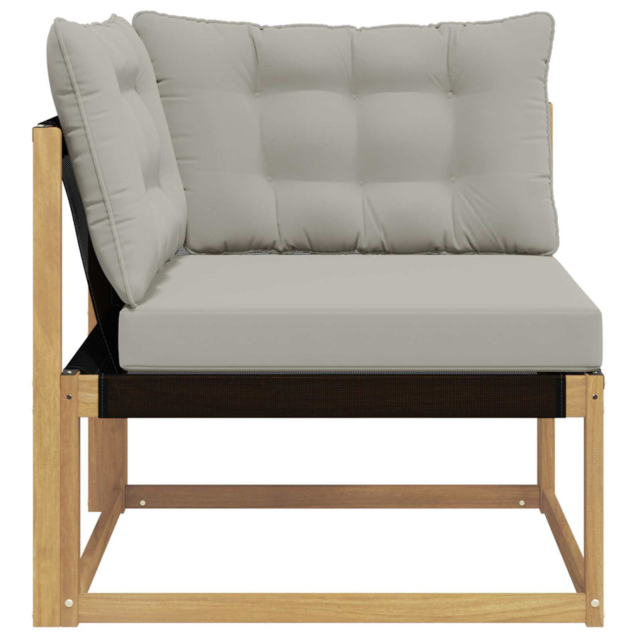 Buiten Hoek Sofa Massief Acaciahout en Textilene Wit