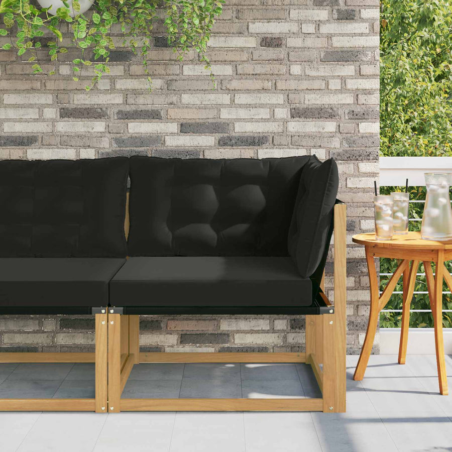 Buiten Hoek Sofa Massief Acaciahout en Textilene Wit