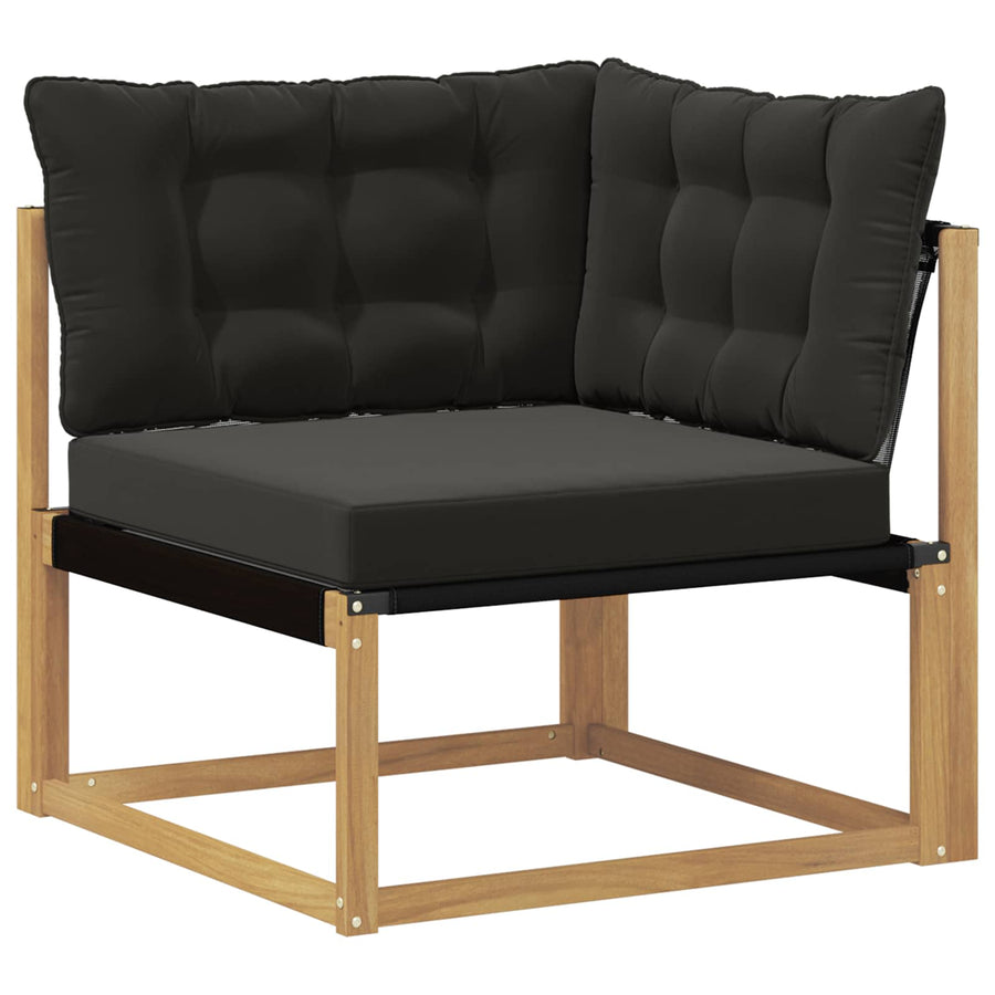 Buiten Hoek Sofa Massief Acaciahout en Textilene Wit
