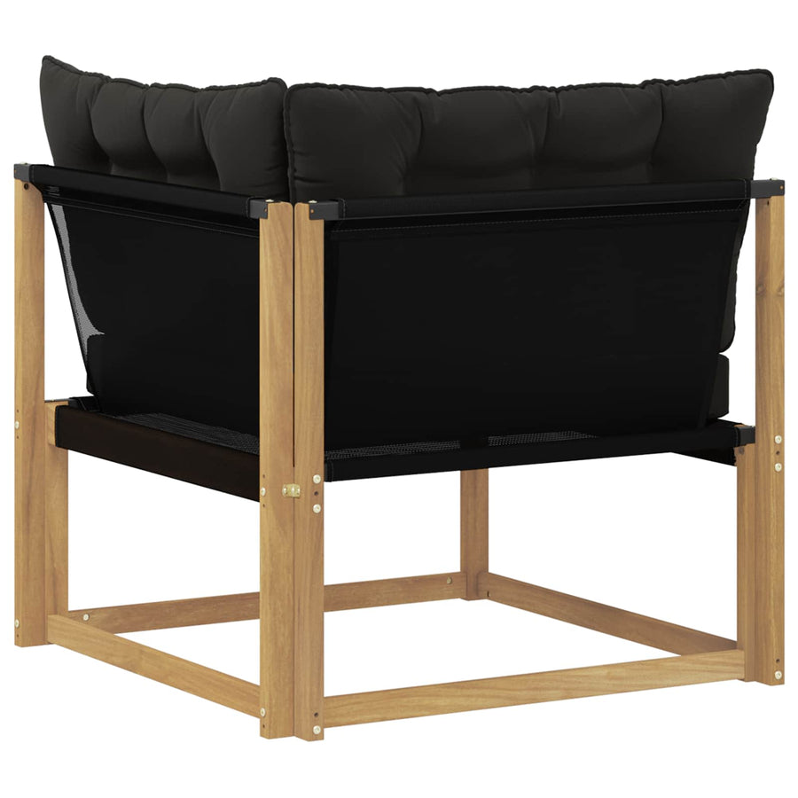 Buiten Hoek Sofa Massief Acaciahout en Textilene Wit