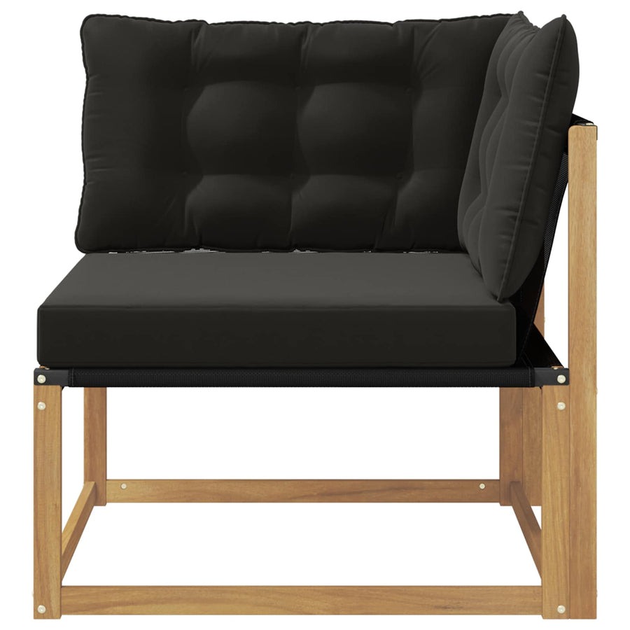 Buiten Hoek Sofa Massief Acaciahout en Textilene Wit