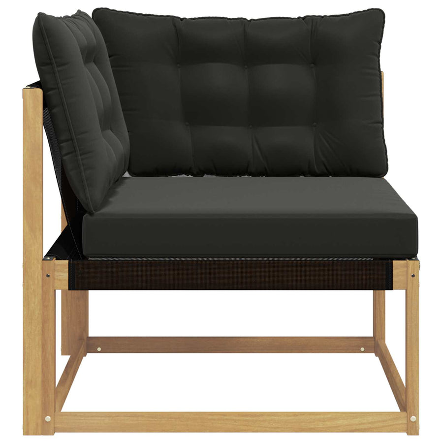Buiten Hoek Sofa Massief Acaciahout en Textilene Wit