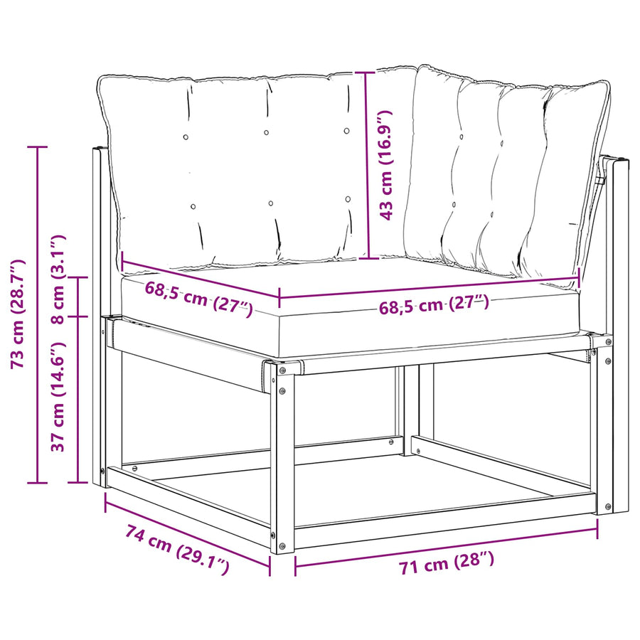Buiten Hoek Sofa Massief Acaciahout en Textilene Wit