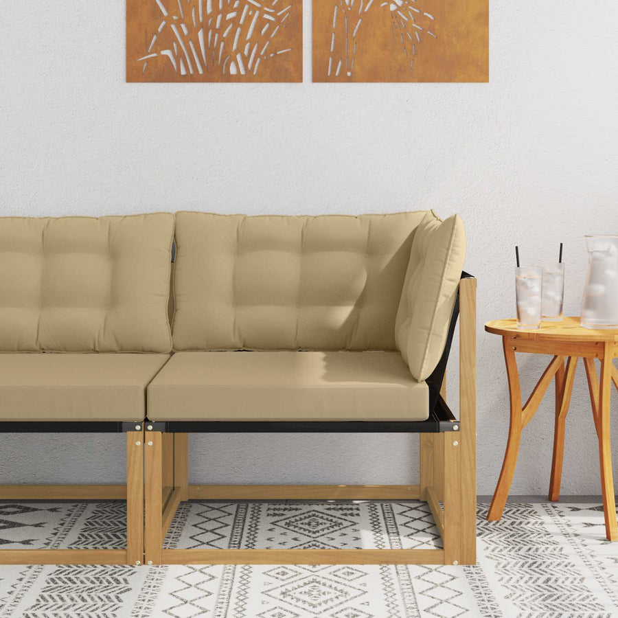 Buiten Hoek Sofa Massief Acaciahout en Textilene Wit