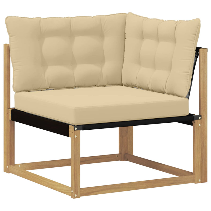 Buiten Hoek Sofa Massief Acaciahout en Textilene Wit