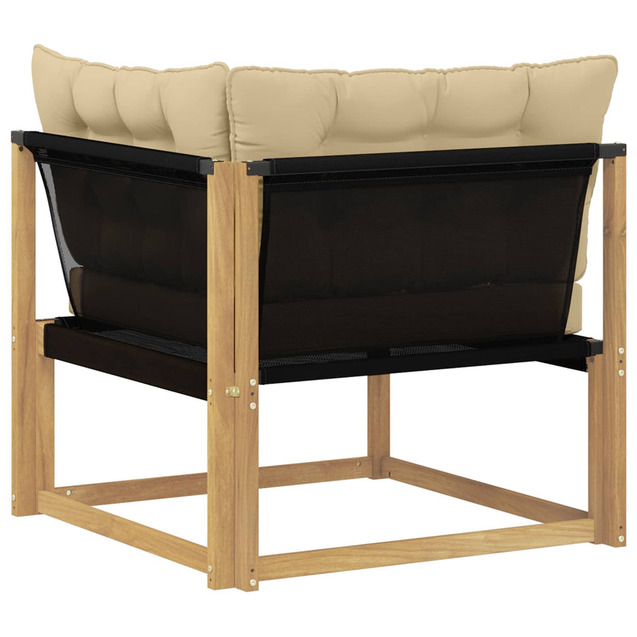 Buiten Hoek Sofa Massief Acaciahout en Textilene Wit