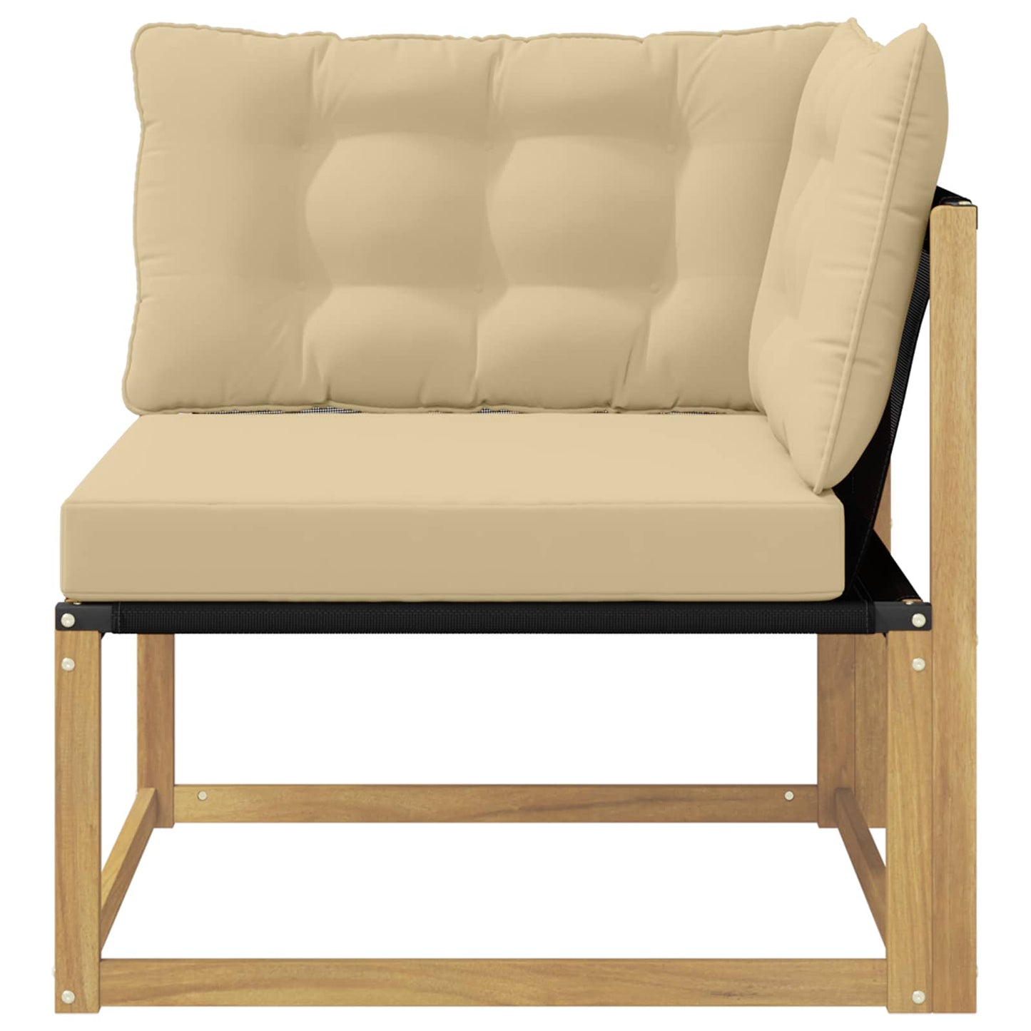 Buiten Hoek Sofa Massief Acaciahout en Textilene Wit