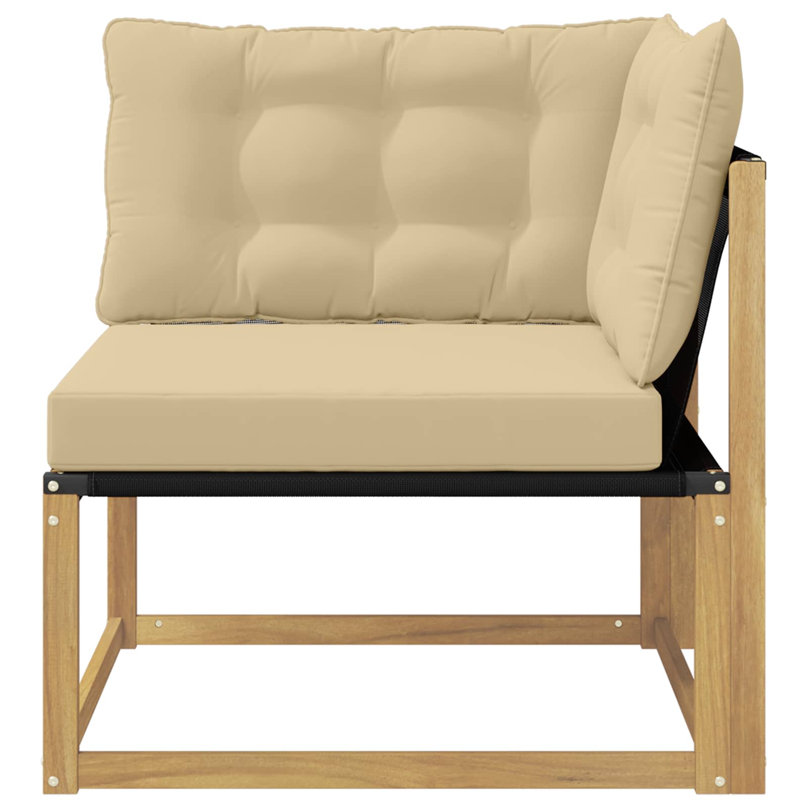 Buiten Hoek Sofa Massief Acaciahout en Textilene Wit