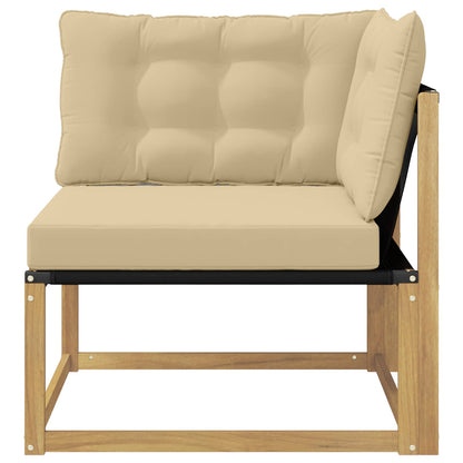 Buiten Hoek Sofa Massief Acaciahout en Textilene Wit