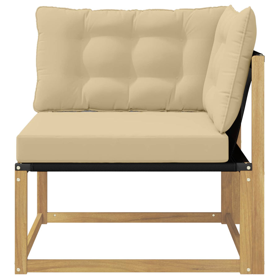 Buiten Hoek Sofa Massief Acaciahout en Textilene Wit