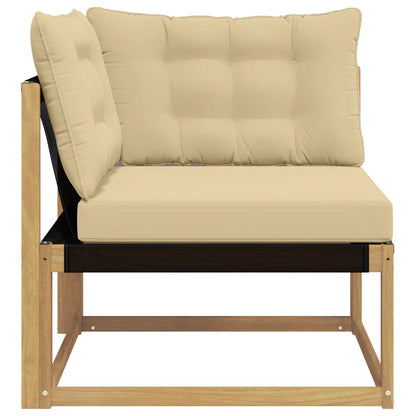 Buiten Hoek Sofa Massief Acaciahout en Textilene Wit