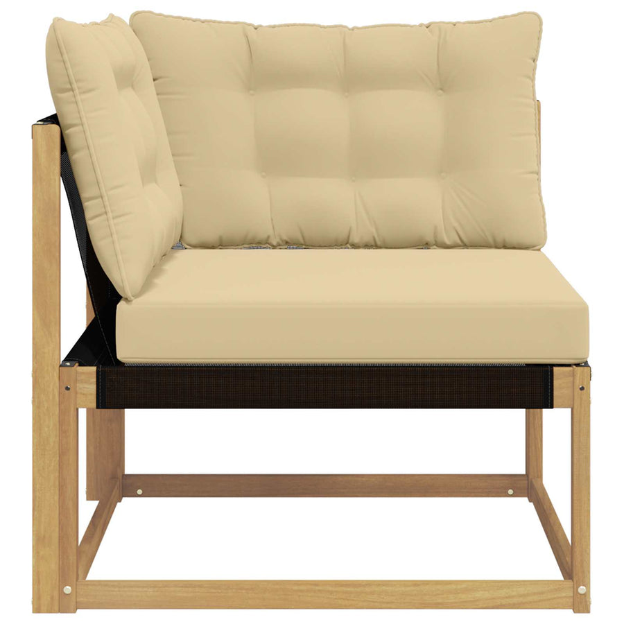 Buiten Hoek Sofa Massief Acaciahout en Textilene Wit