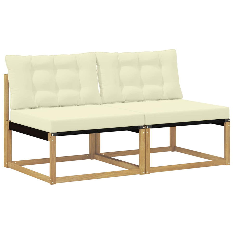 Buiten Midden Sofa Massief Acaciahout en Textilene Wit