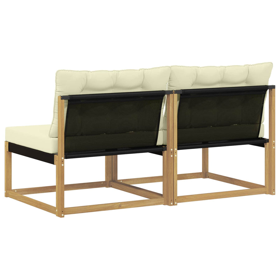 Buiten Midden Sofa Massief Acaciahout en Textilene Wit