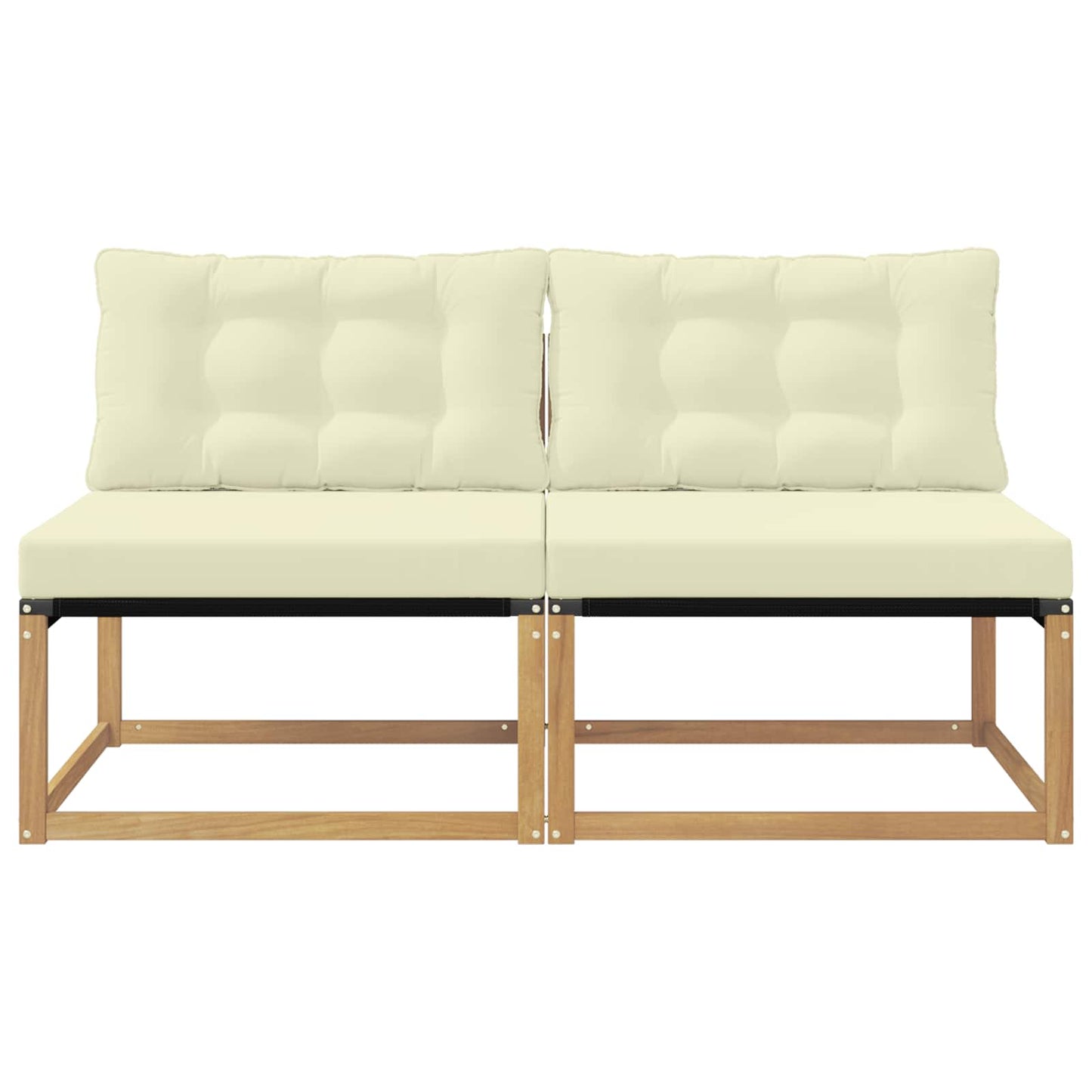 Buiten Midden Sofa Massief Acaciahout en Textilene Wit