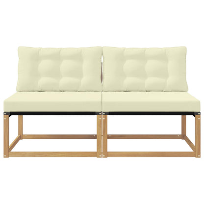 Buiten Midden Sofa Massief Acaciahout en Textilene Wit