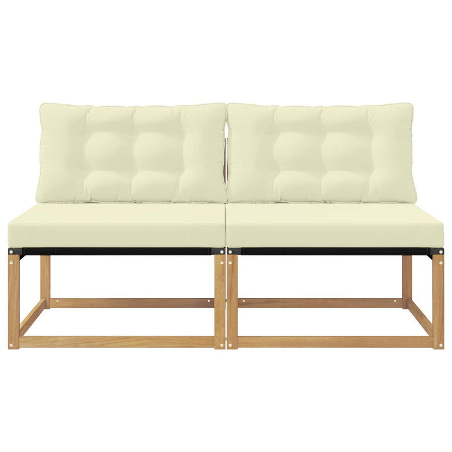 Buiten Midden Sofa Massief Acaciahout en Textilene Wit