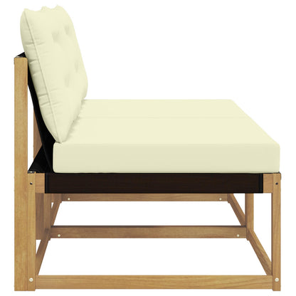 Buiten Midden Sofa Massief Acaciahout en Textilene Wit