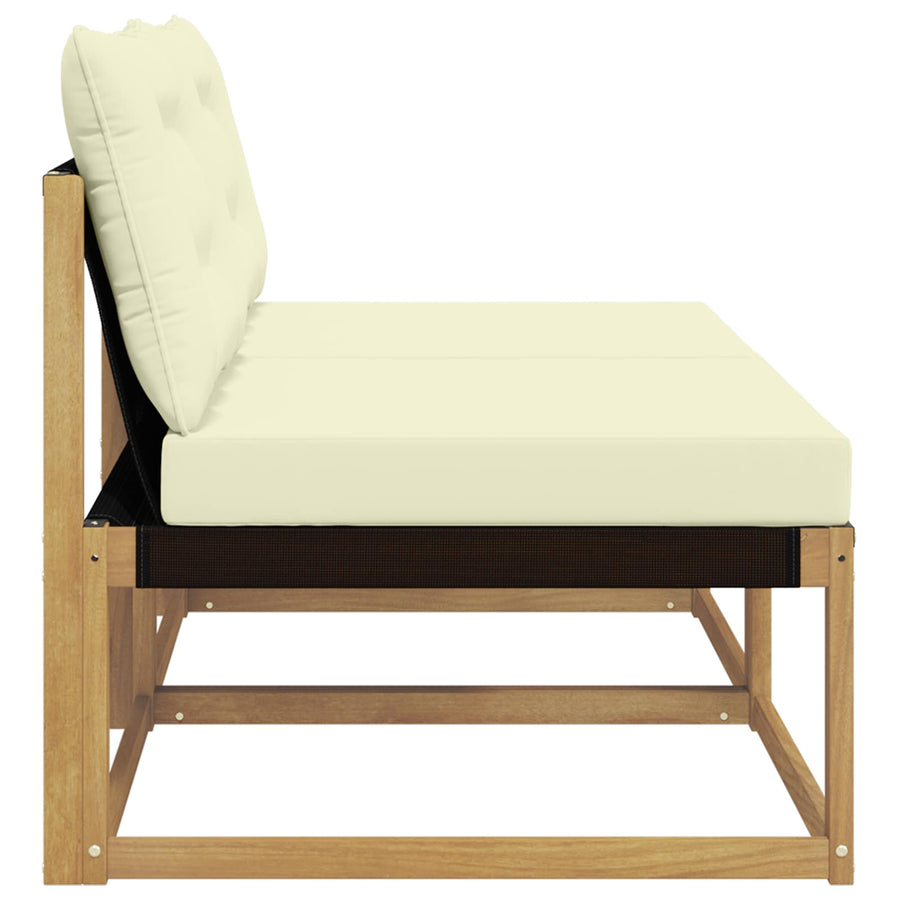 Buiten Midden Sofa Massief Acaciahout en Textilene Wit