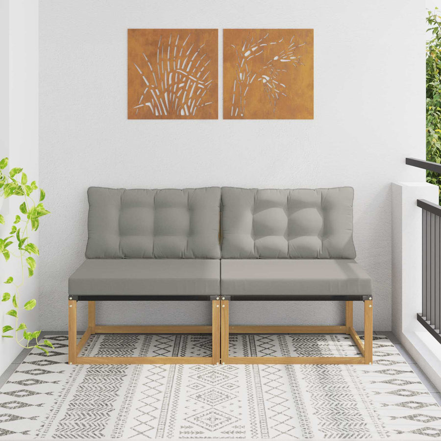 Buiten Midden Sofa Massief Acaciahout en Textilene Wit