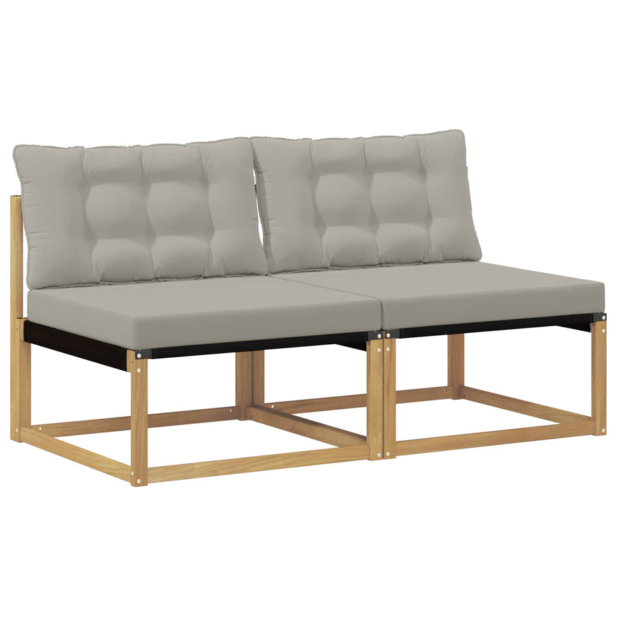 Buiten Midden Sofa Massief Acaciahout en Textilene Wit