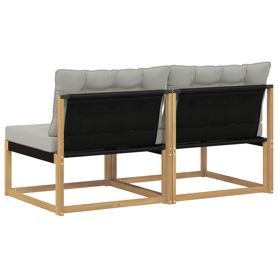 Buiten Midden Sofa Massief Acaciahout en Textilene Wit
