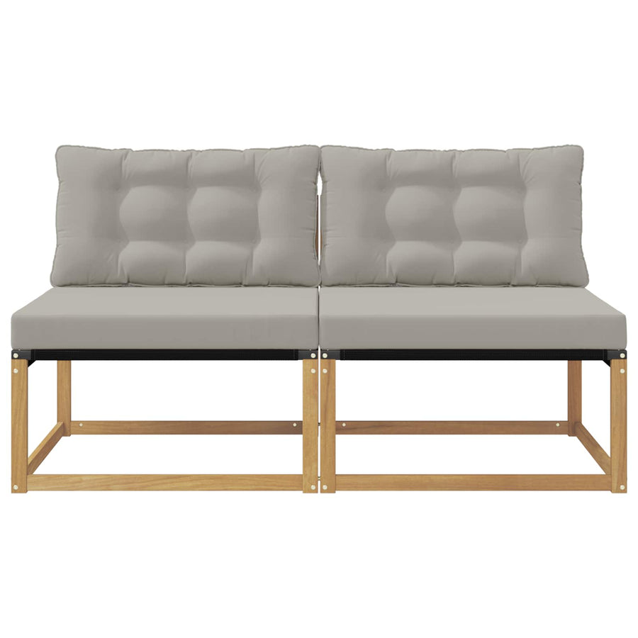 Buiten Midden Sofa Massief Acaciahout en Textilene Wit