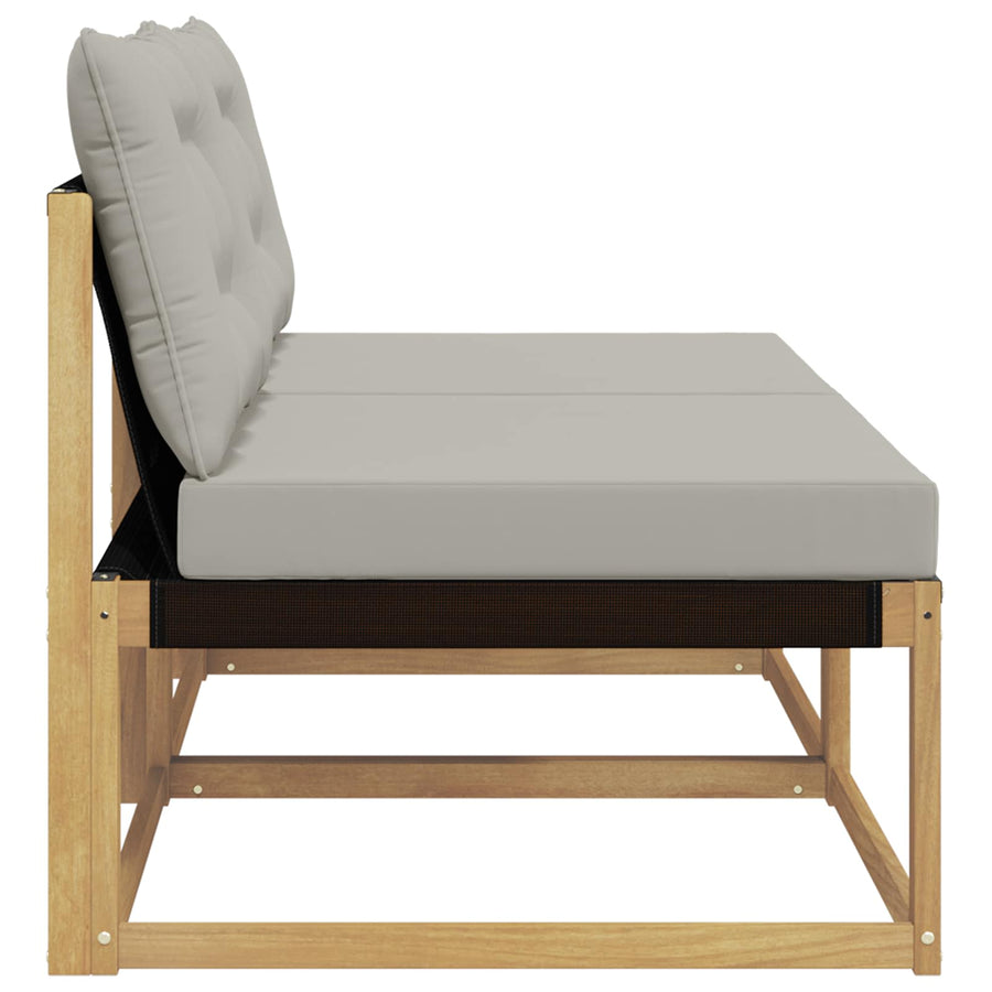 Buiten Midden Sofa Massief Acaciahout en Textilene Wit
