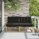 Outdoor Center Sofa Solid Acacia Wood and Textilene White