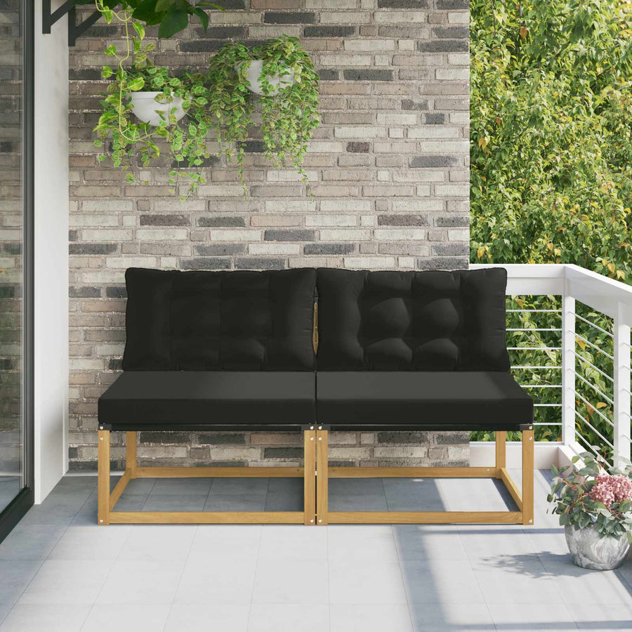 Buiten Midden Sofa Massief Acaciahout en Textilene Wit