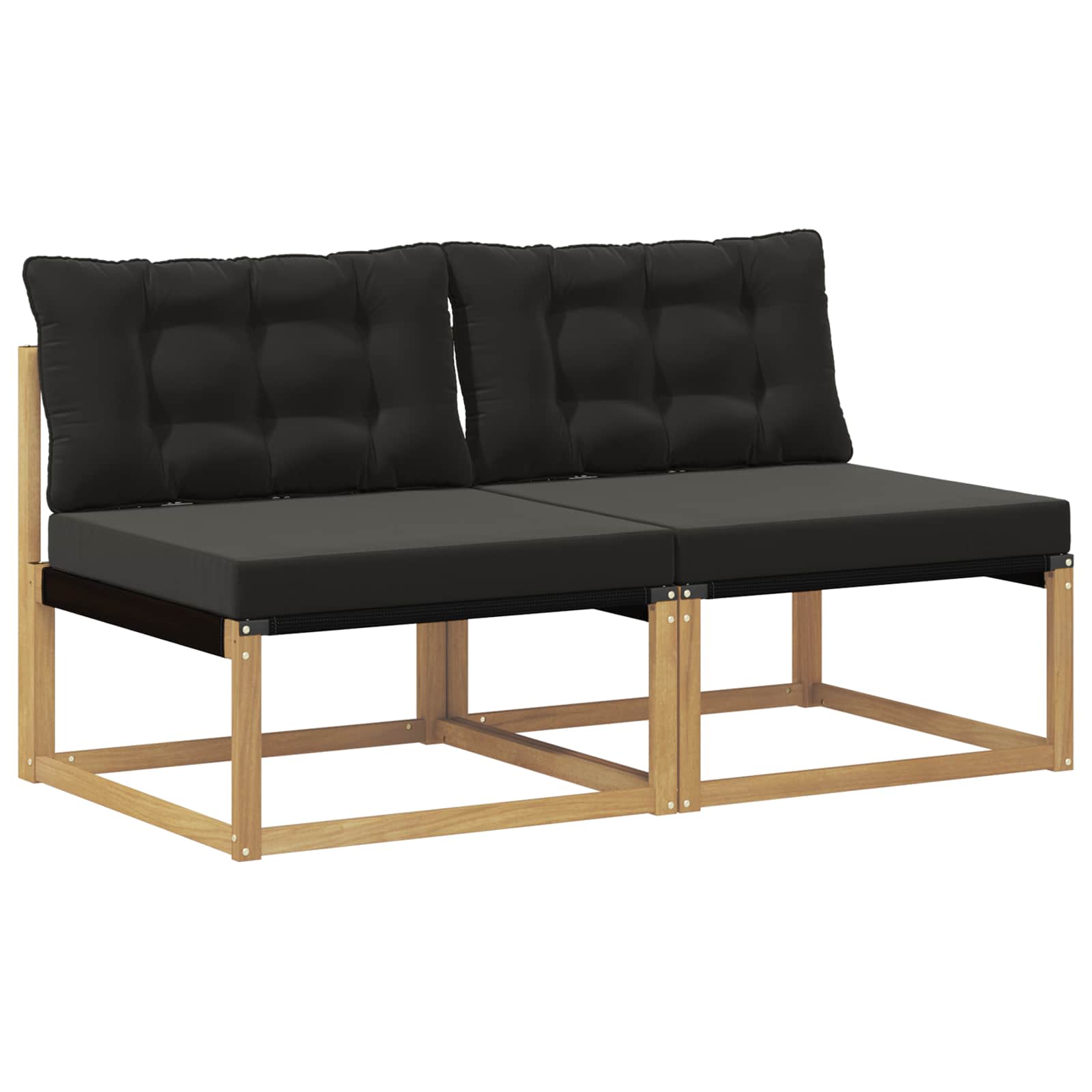 Buiten Midden Sofa Massief Acaciahout en Textilene Wit