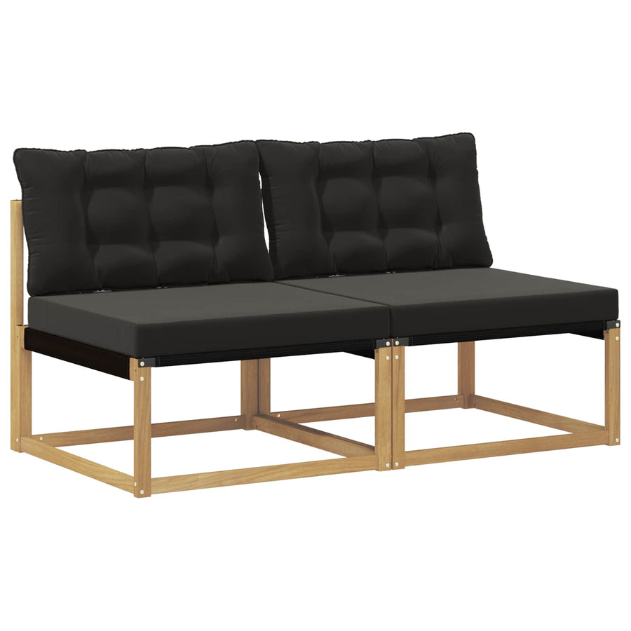 Buiten Midden Sofa Massief Acaciahout en Textilene Wit