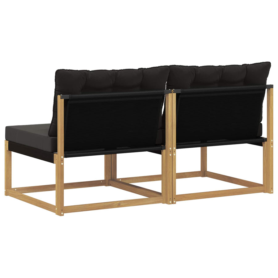 Buiten Midden Sofa Massief Acaciahout en Textilene Wit