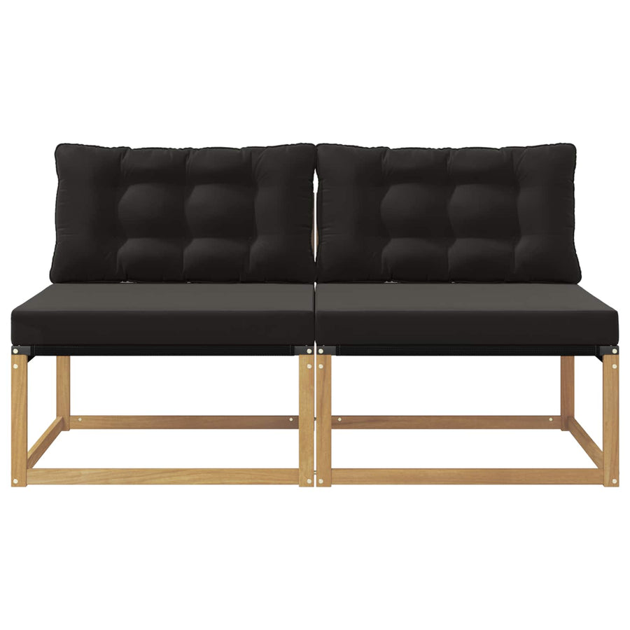 Buiten Midden Sofa Massief Acaciahout en Textilene Wit