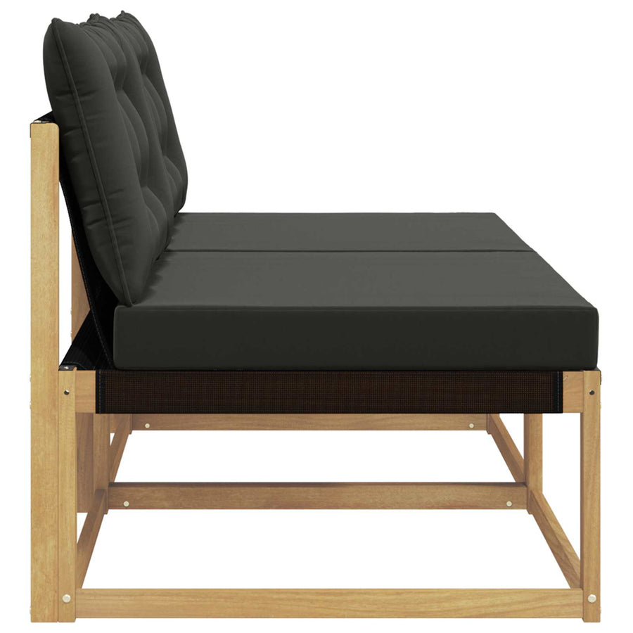 Buiten Midden Sofa Massief Acaciahout en Textilene Wit