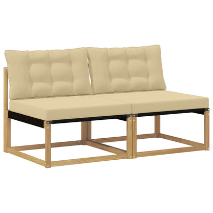 Buiten Midden Sofa Massief Acaciahout en Textilene Wit