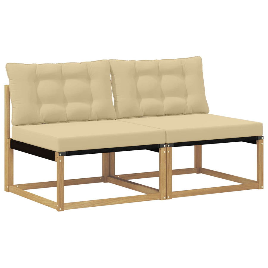 Buiten Midden Sofa Massief Acaciahout en Textilene Wit