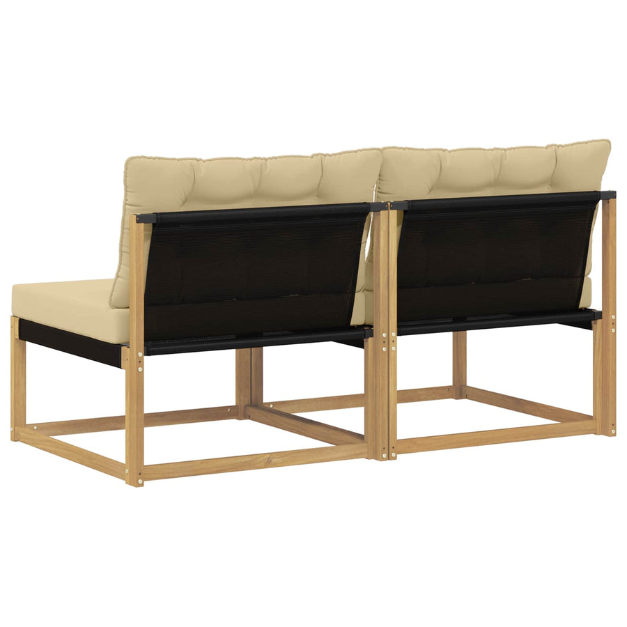 Buiten Midden Sofa Massief Acaciahout en Textilene Wit