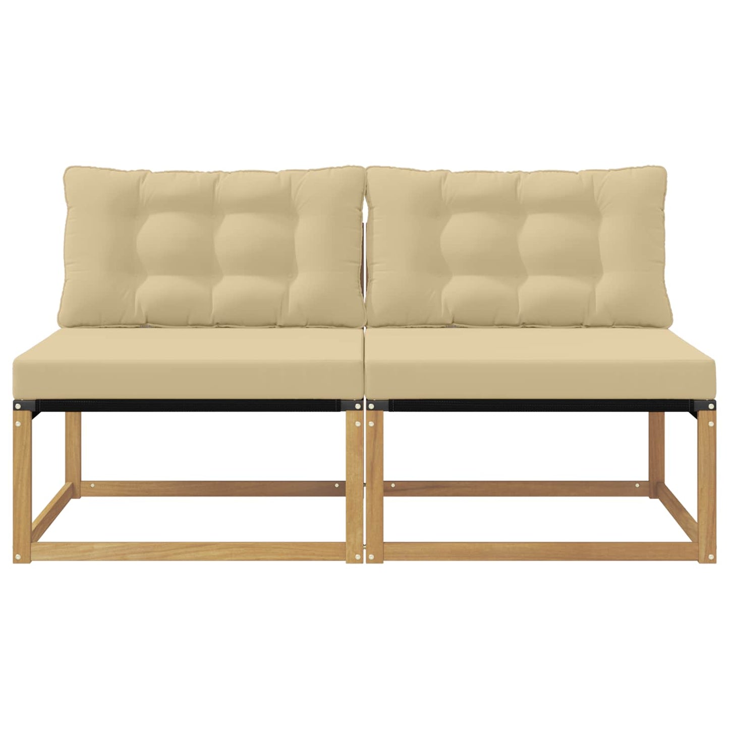 Buiten Midden Sofa Massief Acaciahout en Textilene Wit