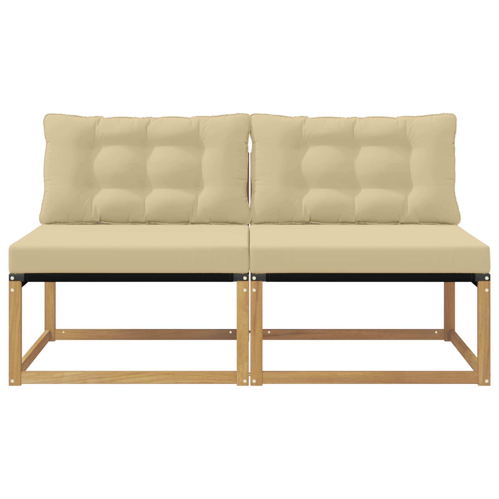 Buiten Midden Sofa Massief Acaciahout en Textilene Wit