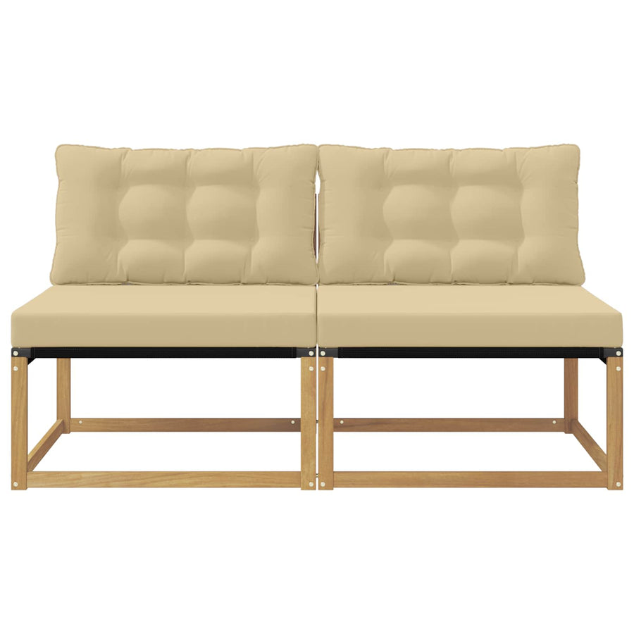 Buiten Midden Sofa Massief Acaciahout en Textilene Wit