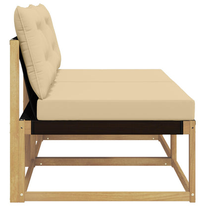 Buiten Midden Sofa Massief Acaciahout en Textilene Wit