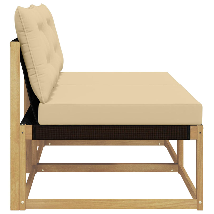Buiten Midden Sofa Massief Acaciahout en Textilene Wit