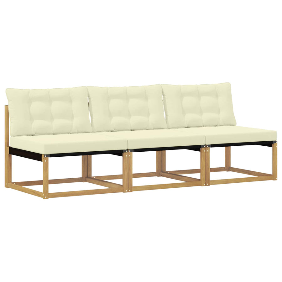 Buiten Midden Sofa Massief Acaciahout en Textilene Wit